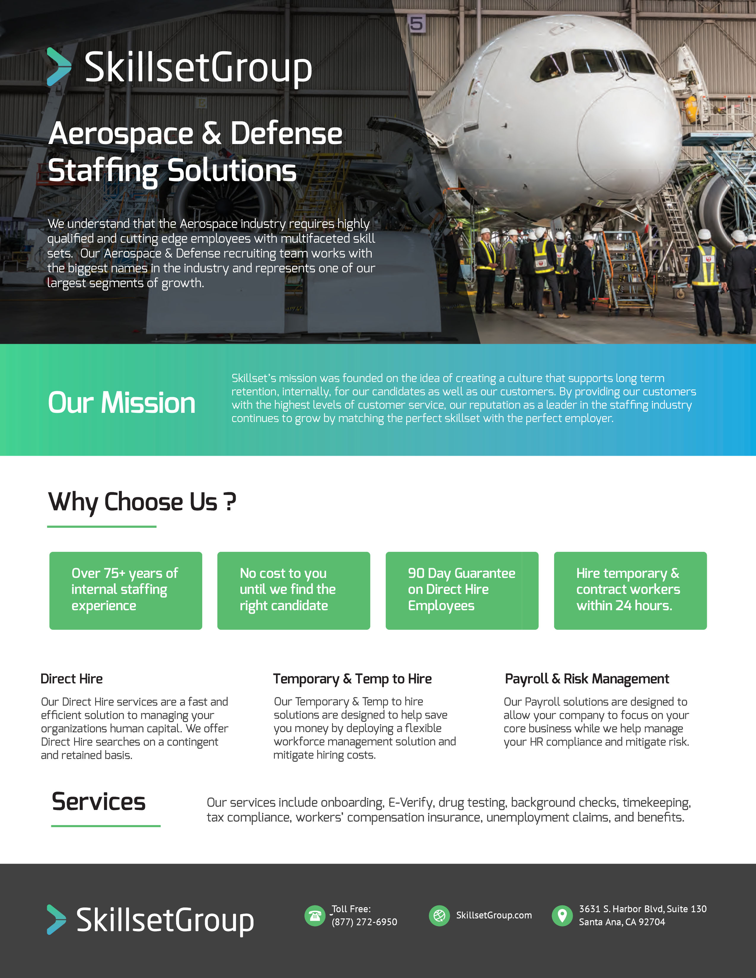 Summary of SkillsetGroup's Aerospace and Defense Staffing Services