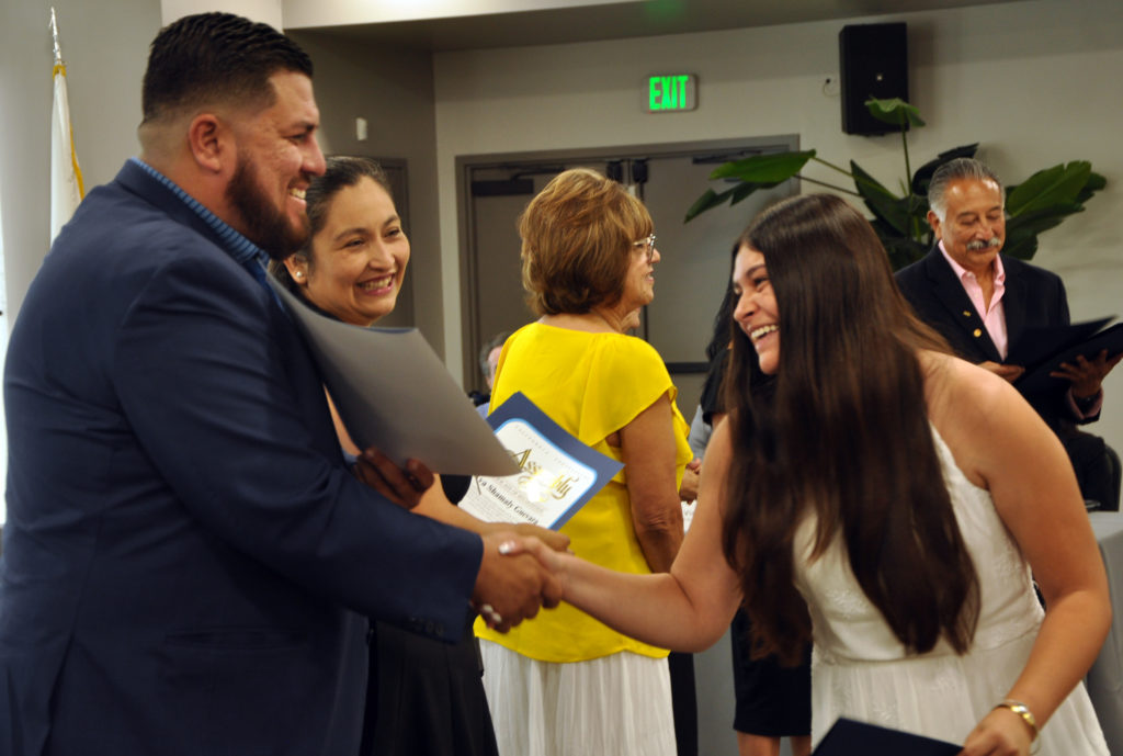 SkillsetGroup CMO and PEP board member Jose Baca recognizes PUSD graduates who received more than $140,000 in scholarships from PEP.
