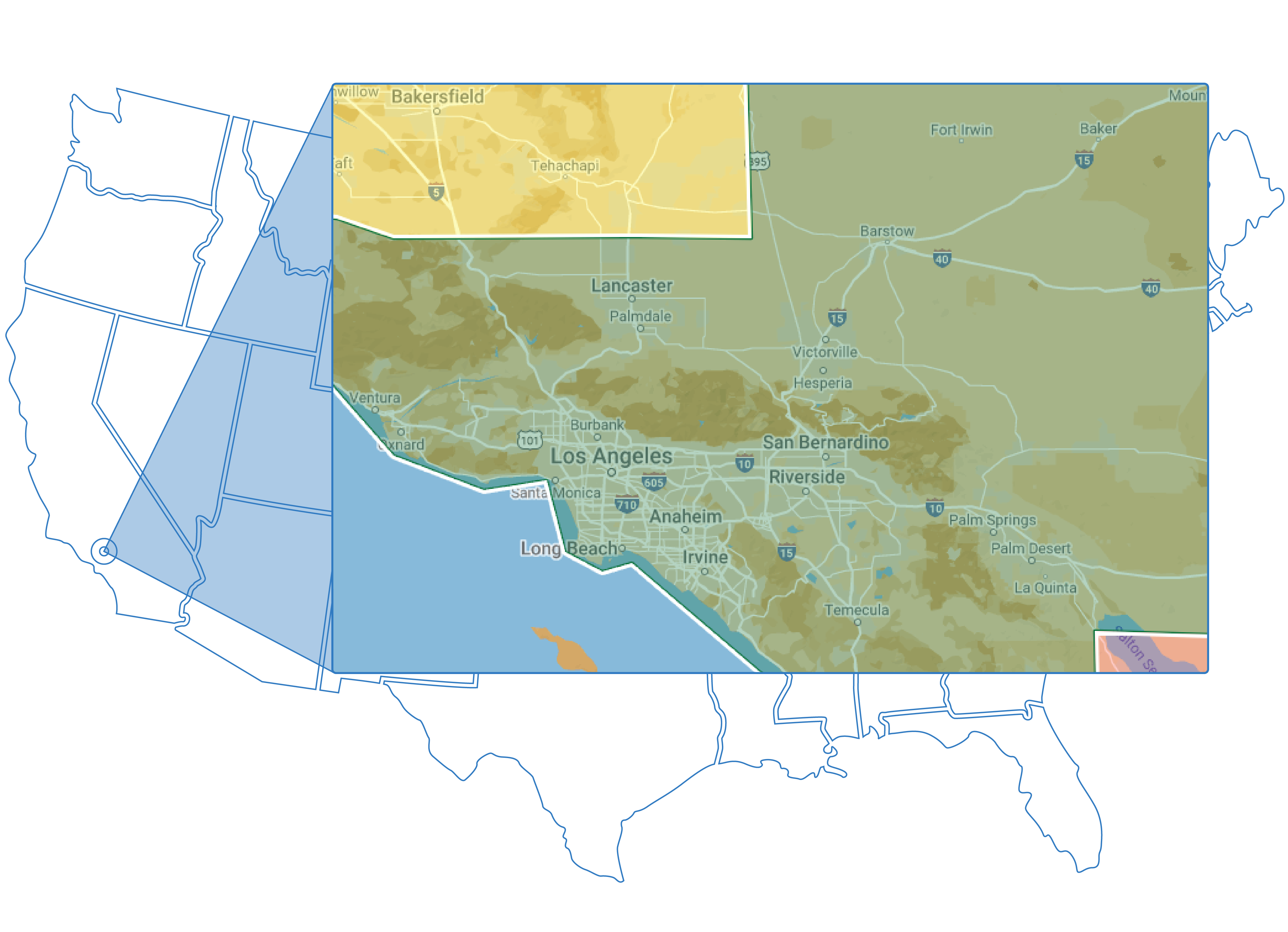 Los Angeles and greater Southern California is among the highest-income regions in the U.S. You would have to head northeast to Bakersfield or south all the way to the Mexican border at Calexico to find incomes and prices similar to averages in more affordable states.