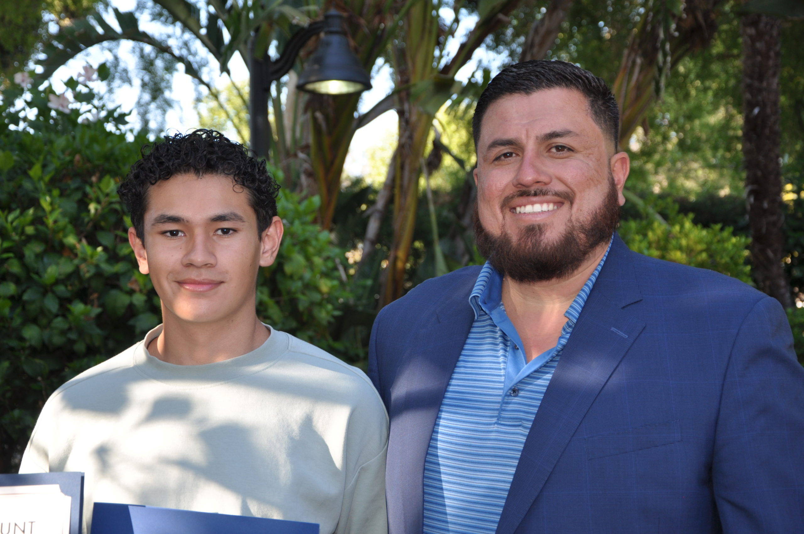 SkillsetGroup CMO Jose Baca, right, poses with a PEP 2022 scholarship recipient in the city of Paramount.