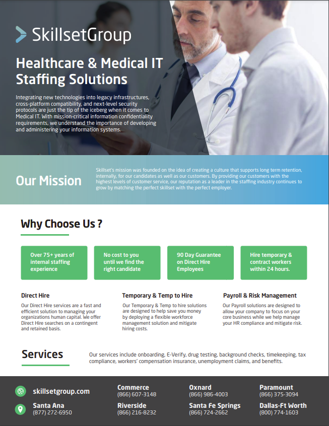 Our Medical and Healthcare IT Staffing overview