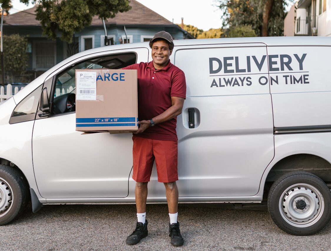 A seasonal job with someone delivering packages